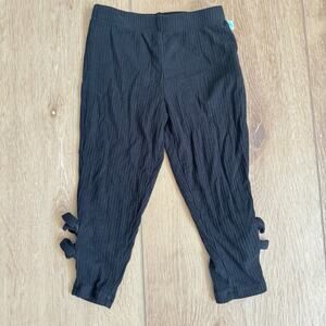 Posh Peanut Black Ribbed Bamboo Leggings with Bows Baby Girl 6-12 Months